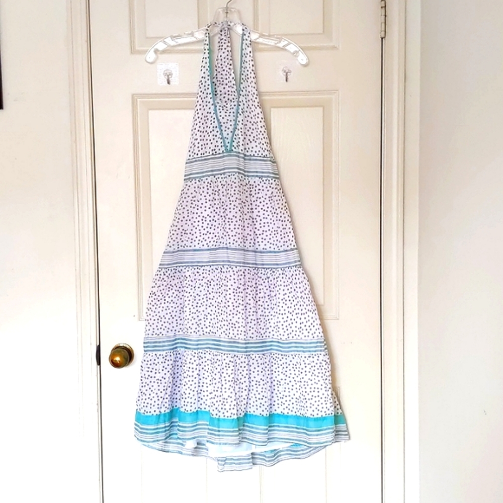 NWOT. Limited Too 100% Cotton Lined Sleeveless/Ruffle Dress w/polka dot & stripe